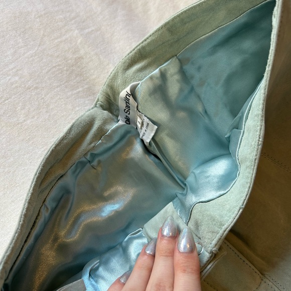 🍋80s Paolo Santini Vintage Teal Suede Biker Pants - Picture 10 of 16